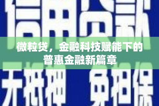 孝感微粒贷，金融科技赋能下的普惠金融新篇章