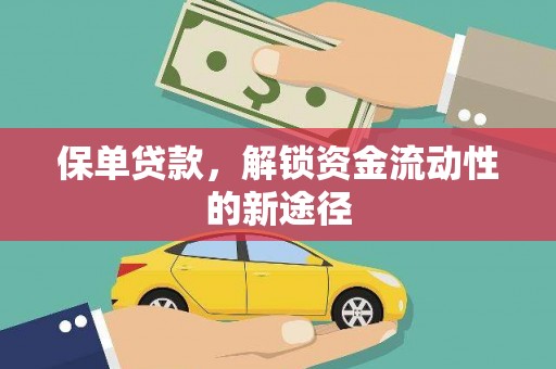 孝感保单贷款，解锁资金流动性的新途径