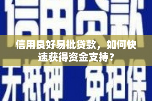 孝感信用良好易批贷款，如何快速获得资金支持？