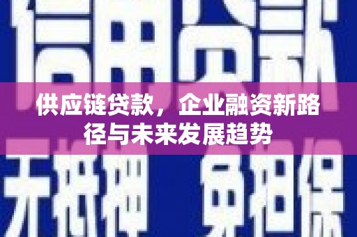 孝感供应链贷款，企业融资新路径与未来发展趋势