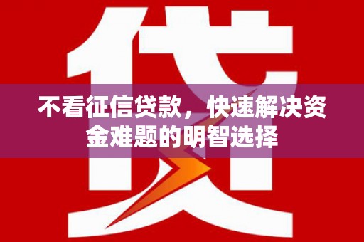 孝感不看征信贷款，快速解决资金难题的明智选择