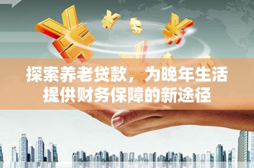 孝感探索养老贷款，为晚年生活提供财务保障的新途径
