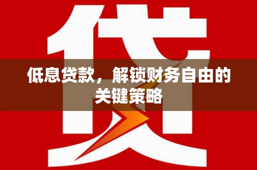 孝感低息贷款，解锁财务自由的关键策略