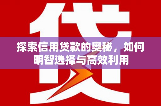孝感探索信用贷款的奥秘，如何明智选择与高效利用